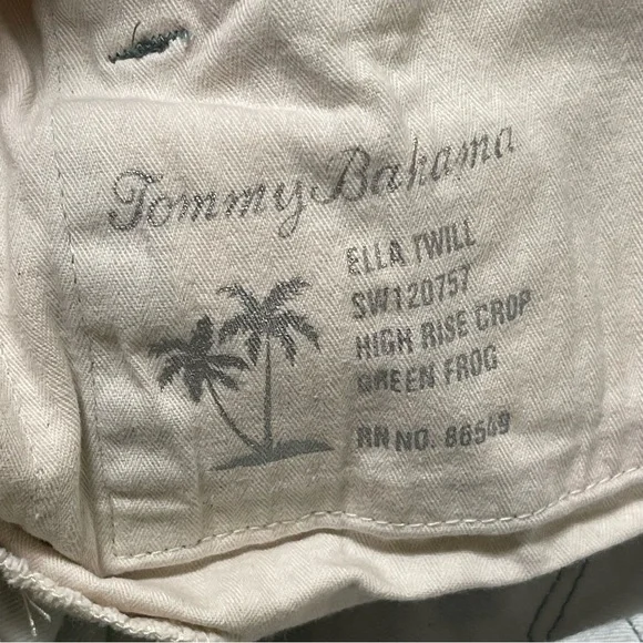 Tommy Bahama Ella Twill Pink Green Tropical High Rise Crop Pants Sz 12 - Picture 11 of 15
